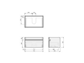 Technical Drawing - Posh Domaine Single 750 Wall Hung Cherry Pie