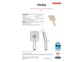 Specification Sheet - Mizu Soothe Handpiece Only 3 Function Brushed Brass (5 Star)