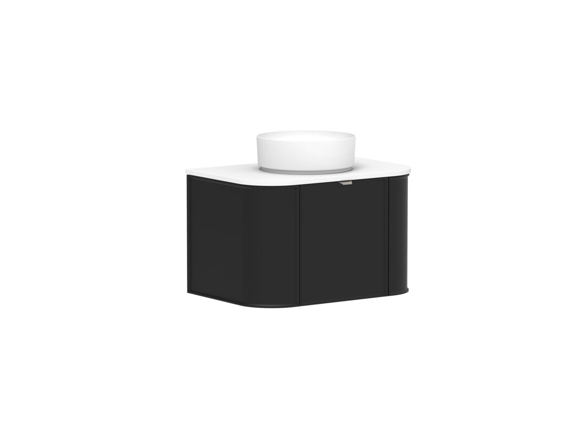 Supporting Image 2 - Kado Era Double Curve All Door 750mm Wall Hung Vanity with Centre Basin 20mm Top Matte Black