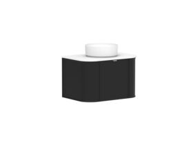 Supporting Image 2 - Kado Era Double Curve All Door 750mm Wall Hung Vanity with Centre Basin 20mm Top Matte Black