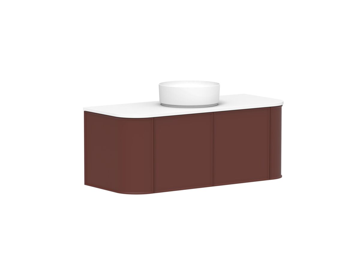 Supporting Image 2 - Kado Era Double Curve All Door 1200mm Wall Hung Vanity with Centre Basin 20mm Top Red Marble