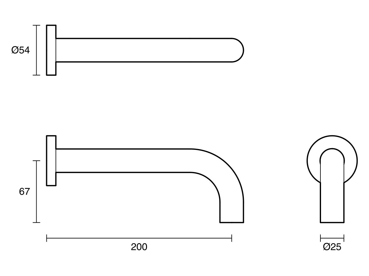 Sussex Scala 25mm Curved Bath Outlet 200mm