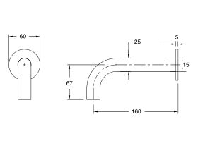 Sussex Pure Wall Basin Outlet 160mm(3 Star)
