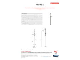 Specification Sheet - Sussex Pure Floor Mounted Bath Mixer Tap Trimset with Linear Textured Handle PVD Brushed Gunmetal