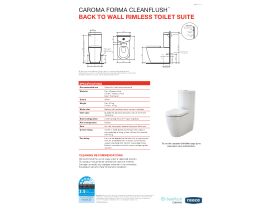 Technical Guide - Caroma Forma Close Coupled Back To Wall Back Inlet Over Height Rimless Toilet Suite with Soft Close Quick Release Seat White (4 Star)