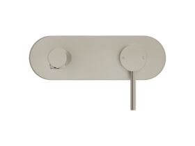 Supporting Image 2 - Mizu Drift Wall Basin / Bath Mixer Set with Straight Spout Kit Brushed Nickel (6 Star) Lead Free - Front