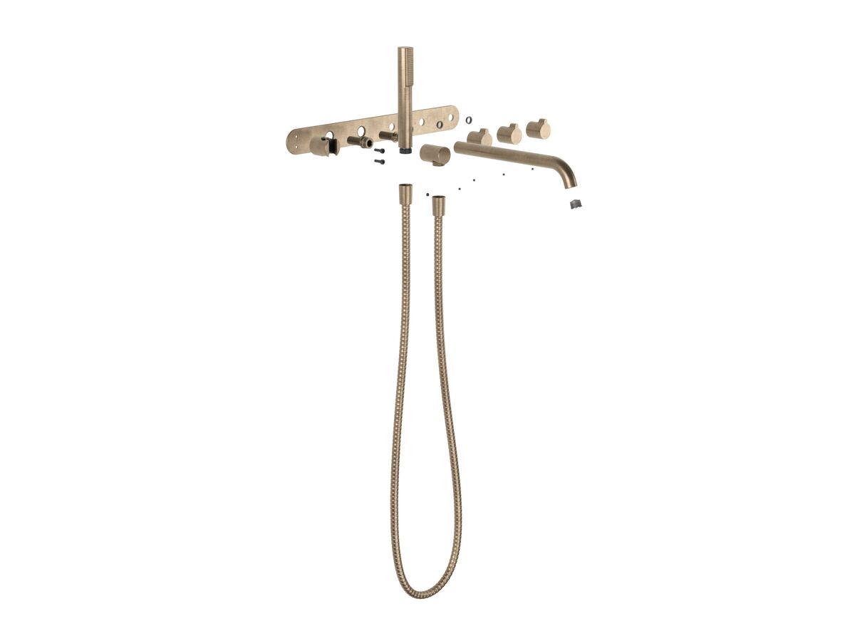 Supporting Image - Faucet Strommen Vara Fin Wall Bath Tap Set with Handshower Kit Discovery Bronze (3 Star) Lead Free