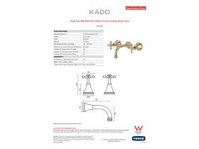 Specification Sheet - Kado Era Wall Bath Set 150mm Cross Handles Brass Gold