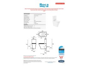 Specification Sheet - Roca The Gap Round Close Coupled Back to Wall Rimless Overheight Back Inlet Toilet Suite with Soft Close Quick Release Thin Seat White (4 Star)