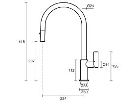 Technical Drawing - Nobili Flag Pull Out Sink Mixer