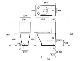 Roca The Gap Round Close Coupled Back to Wall Rimless Overheight Back Inlet Thick Seat (4 Star)