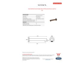 Specification Sheet - Scala Wall Bath Outlet Straight 200mm PVD Brushed Bronze Lead Free