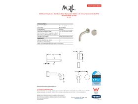 Specification Sheet - Milli Pure Progressive Wall Basin Mixer Tap System 160mm with Cirque Textured Handle PVD Brushed Nickel (3 Star)