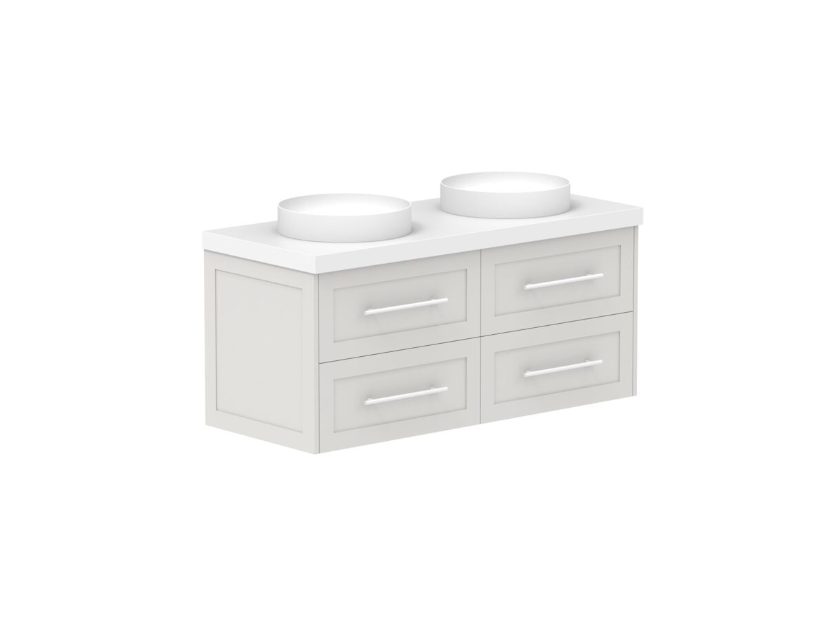 Supporting Image - Kado Lux 1200mm All Drawer Wall Hung Vanity Unit 4 Drawers Double Bowl Vanity 50mm Top