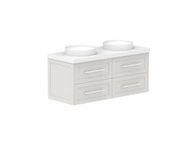 Supporting Image - Kado Lux 1200mm All Drawer Wall Hung Vanity Unit 4 Drawers Double Bowl Vanity 50mm Top
