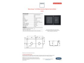 Specification Sheet - Memo Hugo 1 & 3/4 Bowl Sink No Taphole Granite Black