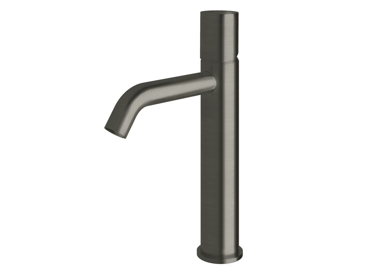 Sussex Pure Medium Height Basin Mixer Tap Curved Spout PVD Brushed Gunmetal (5 Star)