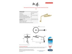 Specification Sheet - Milli Marq Edit Overhead Shower with Arm 250mm Brushed Gold (4 Star)