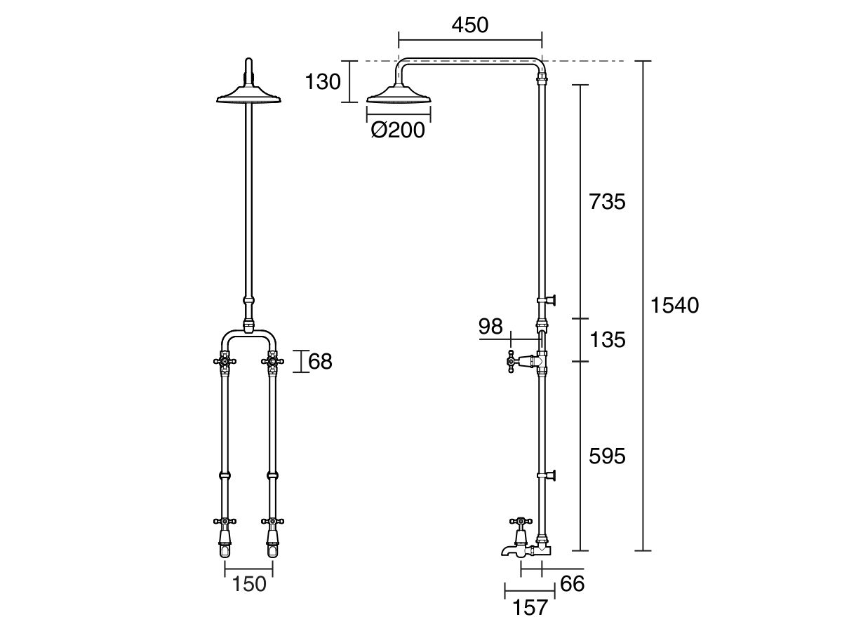 Kado Era Exposed Shower & Bath Set Cross Handles