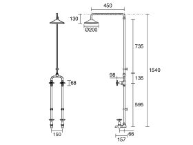 Kado Era Exposed Shower & Bath Set Cross Handles