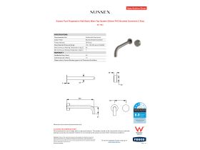 Specification Sheet - Sussex Pure Progressive Wall Basin Mixer Tap System 250mm PVD Brushed Gunmetal (3 Star)