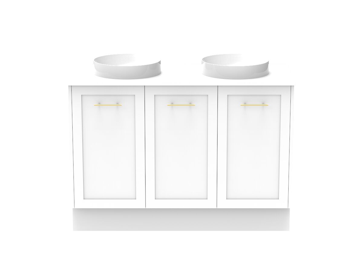 Supporting Image - Kado Lux All Door 1200mm Floor Mounted Vanity Double Basin 20mm - White - Front