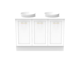 Supporting Image - Kado Lux All Door 1200mm Floor Mounted Vanity Double Basin 20mm - White - Front
