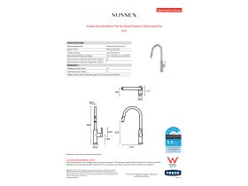 Specification Sheet - Sussex Oria Sink Mixer Pull Out Spray Chrome (5 Star) Lead Free