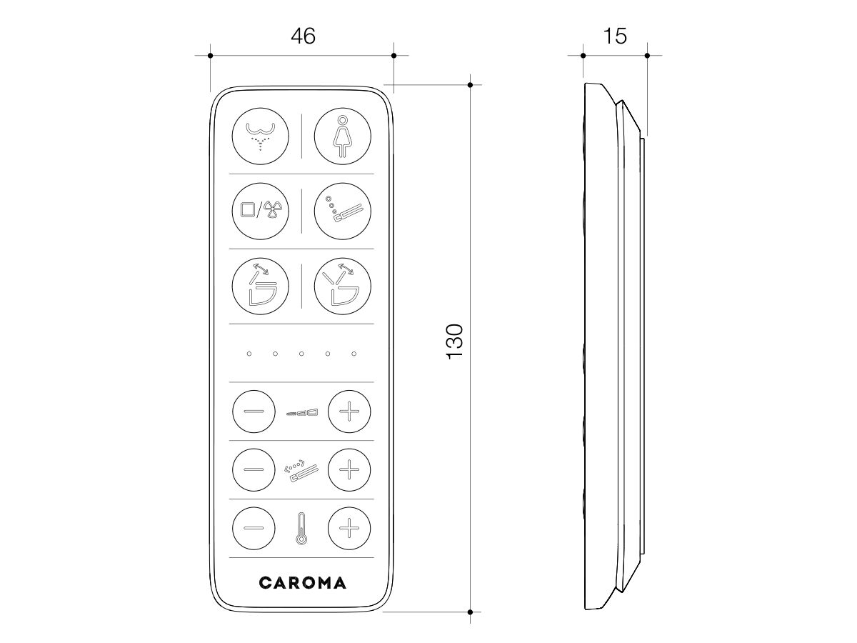 Technical Drawing - Caroma Forma II Bidet Seat Remote