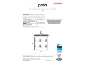 Specification Sheet - Posh Bristol MK2 Square Overhead Shower 200mm Chrome (3 Star)