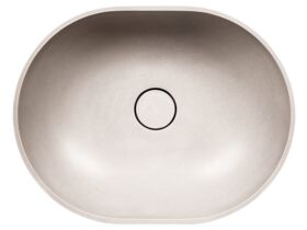 Supporting Image - Omvivo Villa Thin Edge Oval Above Counter Basin 485mm Island Sand - Top