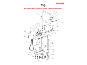 Component Listing - Milli Inox Freestanding Rail Shower & 300mm Overhead Stainless Steel (3 Star)