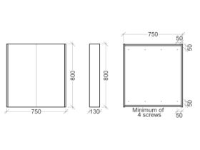 Kado Arc Shaving Cabinet 750W X 800H X 130D Double Door - Solid Timber Sides