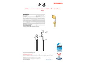Specification Sheet - Milli Monument Handshower with Swivel Water Inlet Wall Bracket Brushed Gold (3 Star)