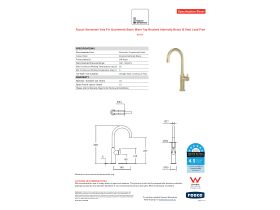 Specification Sheet - Faucet Strommen Vara Fin Gooseneck Basin Mixer Tap Brushed Admiralty Brass (6 Star) Lead Free