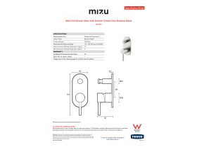 Specification Sheet - Mizu Drift Shower Mixer with Diverter Trimset Only Brushed Nickel
