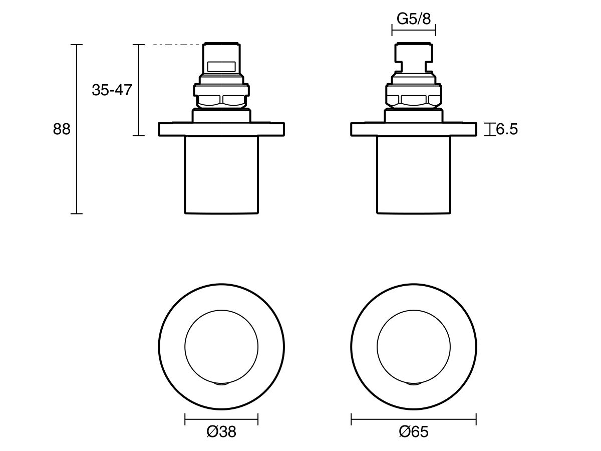 Technical Drawing - Mizu Drift Dial Wall Top Assembly Tap Lead Free