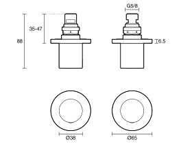 Technical Drawing - Mizu Drift Dial Wall Top Assembly Tap Lead Free