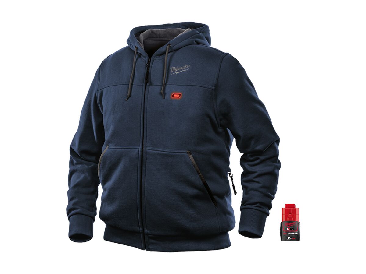 Milwaukee M12 Heated Hoodie Navy plus Bonus Battery