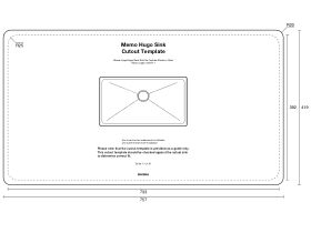Cut Out Template - Memo Hugo Mega Bowl Sink No Taphole Stainless Steel