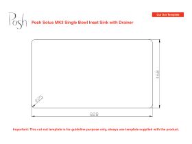Cut Out Template - Posh Solus MK3 Single Bowl Inset Sink 1 Taphole