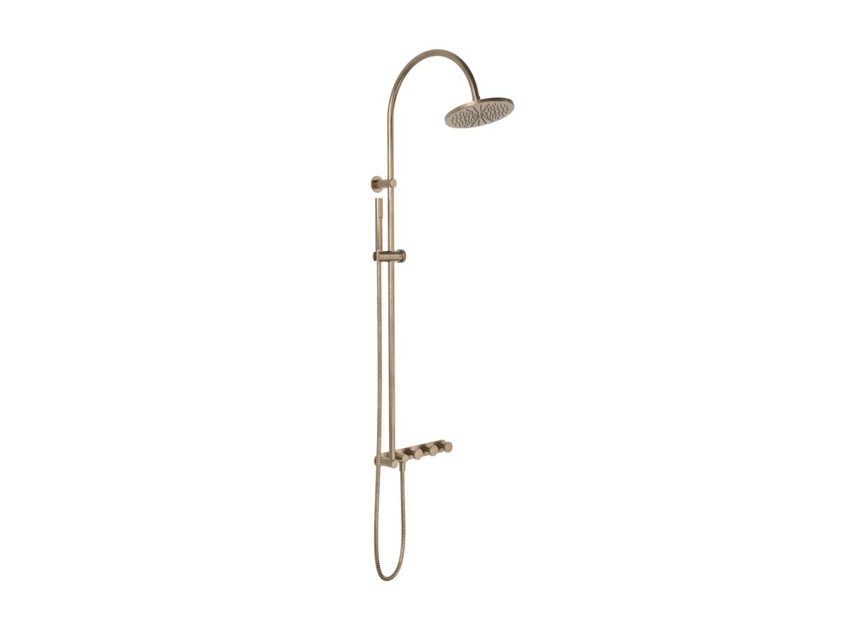 Supporting Image - Faucet Strommen Vara Disc Wall Set with Twin Rail Shower Tap System Trimset Discovery Bronze (3 Star) Lead Free