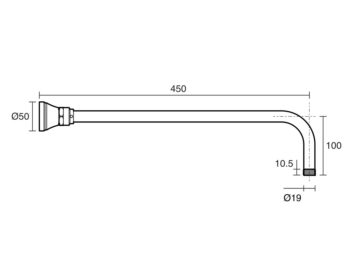Kado Era Wall Straight Shower Arm 450mm