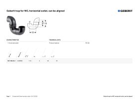 Specification Sheet - Geberit Adjustable DT Trap Bottom HDPE 110mm