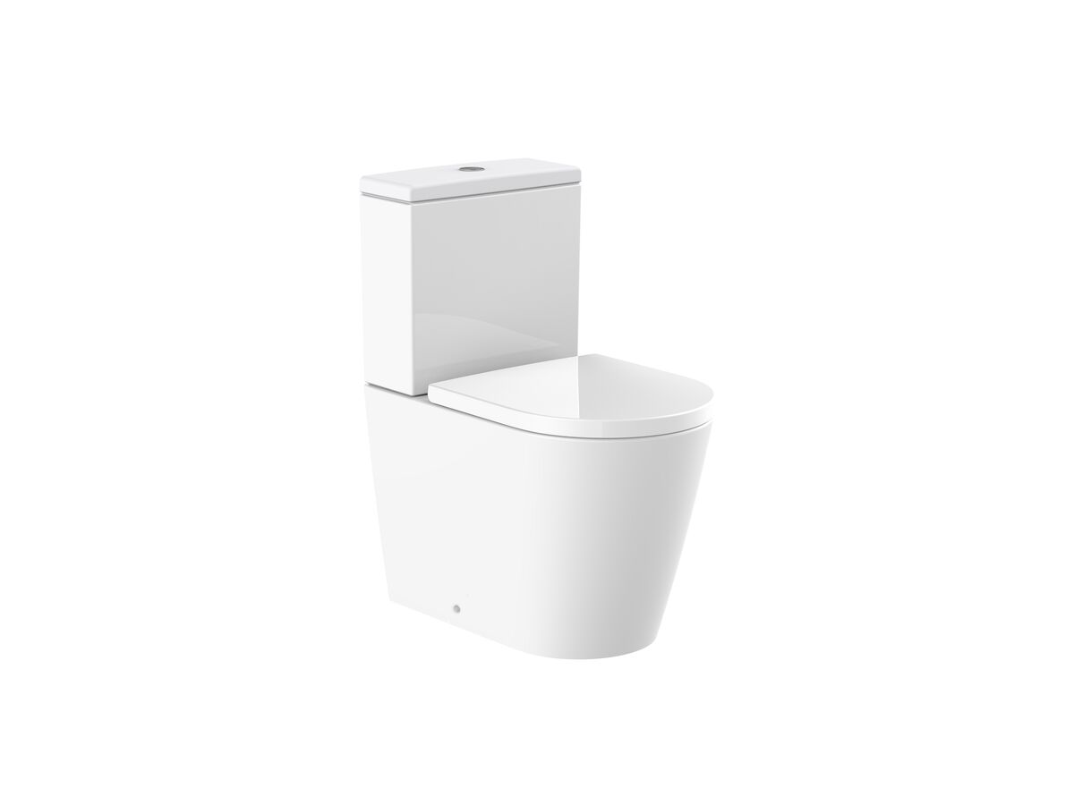 Hero - Roca Inspira Rimless Close Coupled Back to Wall Back Inlet Toilet Suite with Soft Close Quick Release Toilet Seat White (4 Star)
