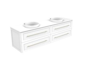 Supporting Image - Kado Lux All Drawer 1800mm Wall Hung Vanity Double Basin 20mm - White - Angle