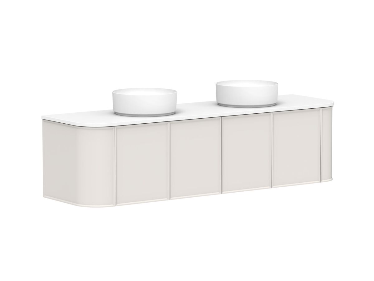 Supporting Image - Kado Era Double Curve All Door 1800mm Wall Hung Vanity with Double Basin 20mm Top Feather Grey
