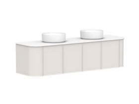 Supporting Image - Kado Era Double Curve All Door 1800mm Wall Hung Vanity with Double Basin 20mm Top Feather Grey
