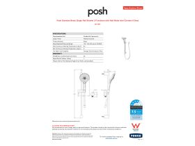Specification Sheet - Posh Domaine Brass Single Rail Shower 3 Functions with Wall Water Inlet Chrome (4 Star)