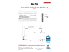 Specification Sheet - Mizu Drift Dual Function Sensor Basin Mixer Chrome - Mains Powered (6 Star)